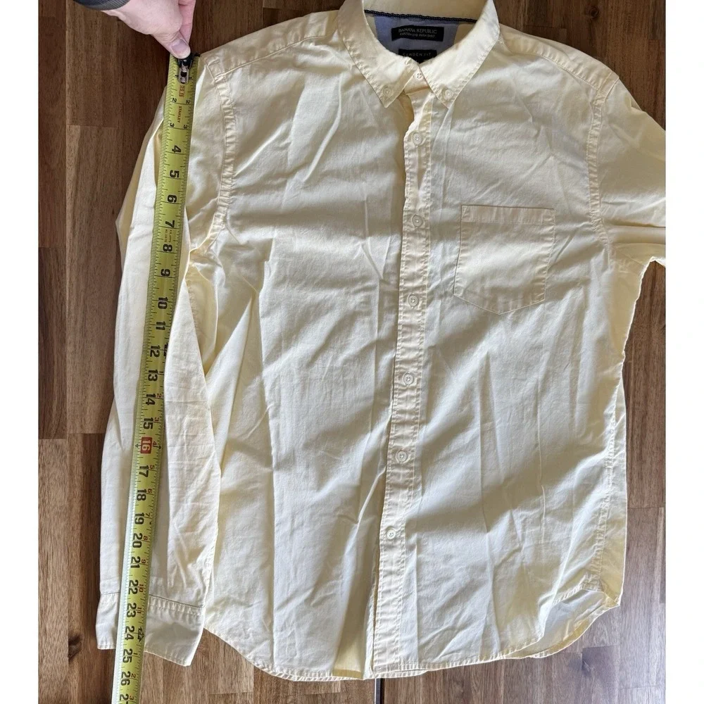 Banana Republic Shirt Mens M Camden Fit Butter Yellow Preppy Casual Office Work